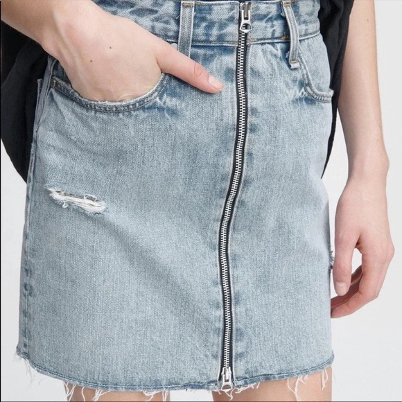 Rag & Bone front zip denim mini skirt in Mandy - Picture 2 of 14